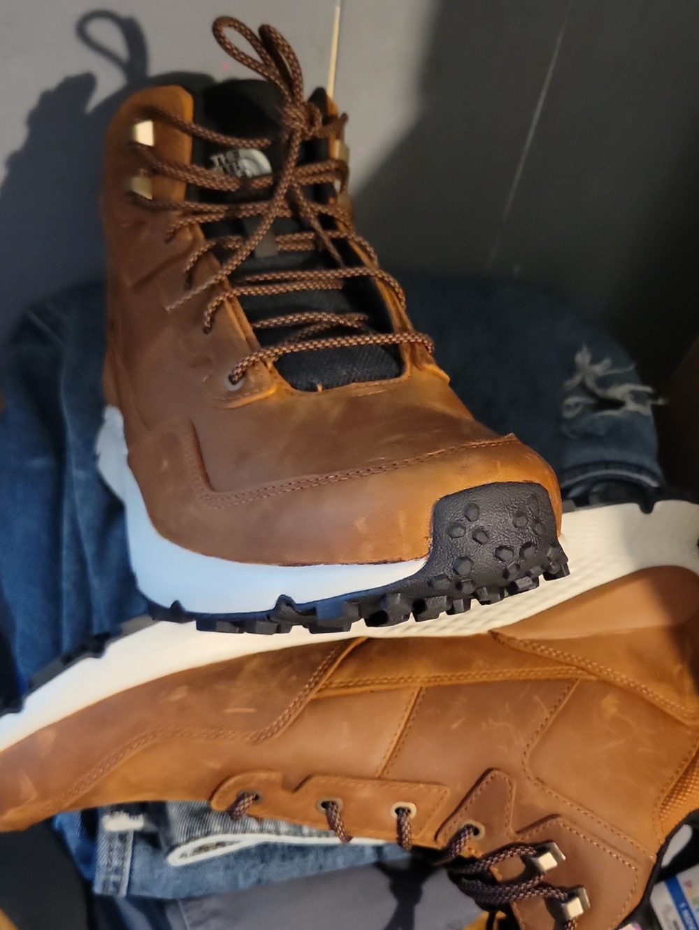 The North Face Brown Leather Trail Boots with White Midsole